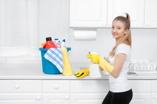 Cleaning new kitchen fixtures and floors after builders work in Roehampton