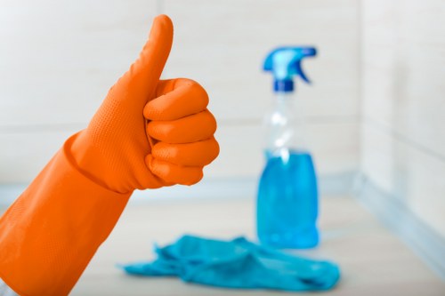Office cleaner in Roehampton maintaining a clean workspace